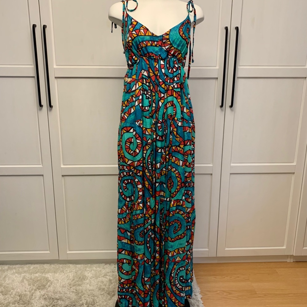 MAGARI Made In Italy Swirl Print Slip Maxi Dress Size M
